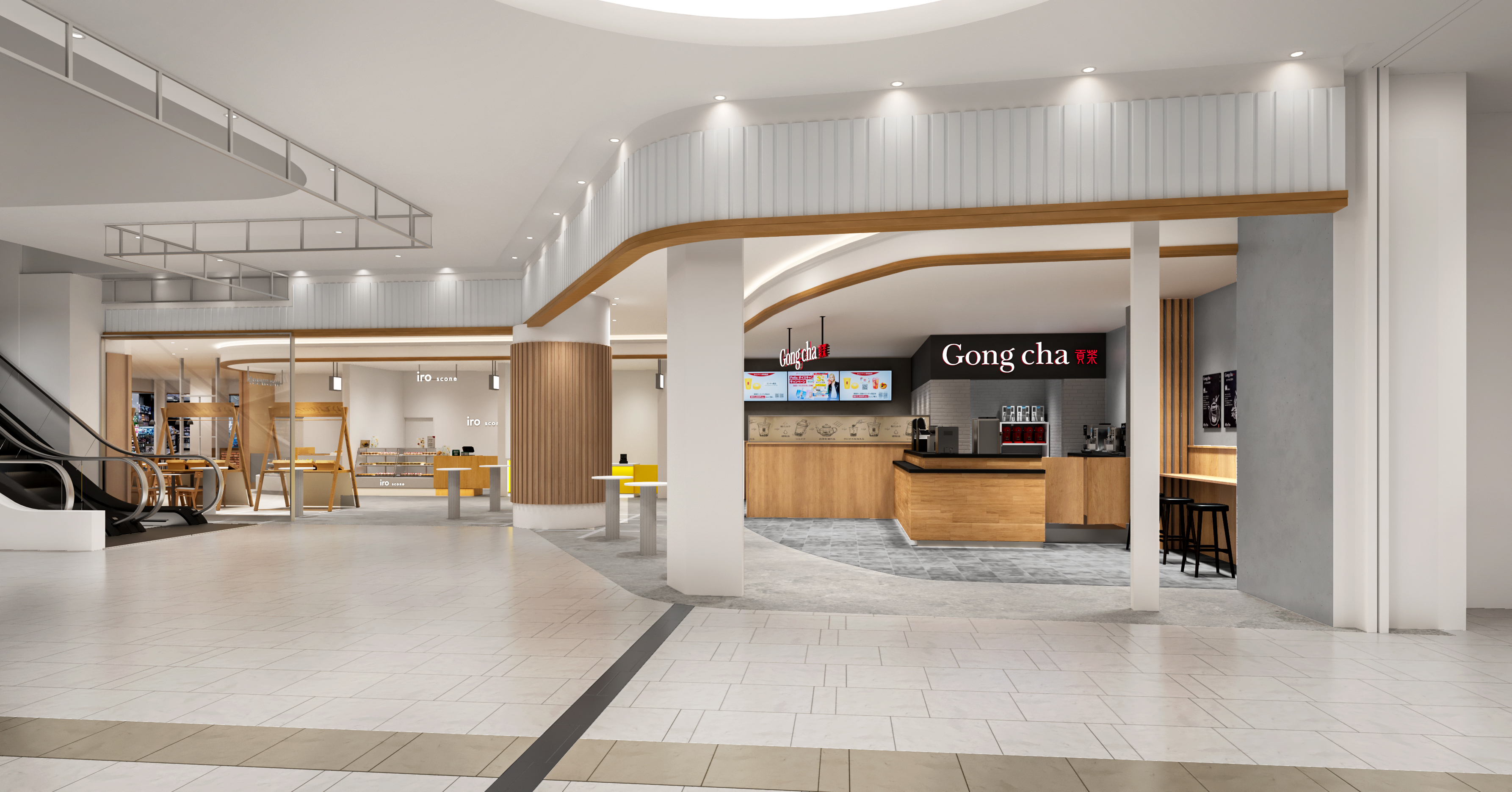Retail food court architectural visualization