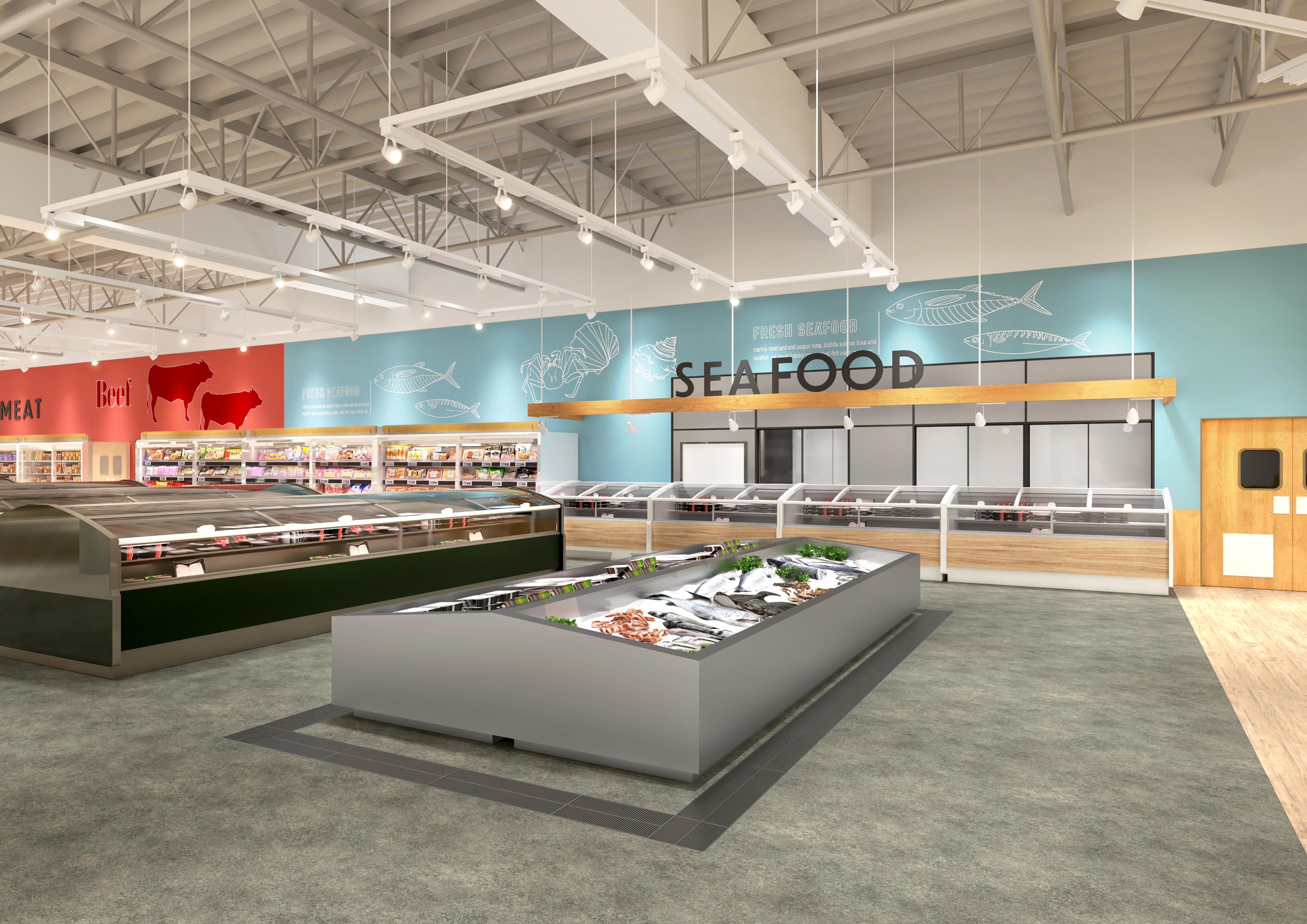 Supermarket seafood area