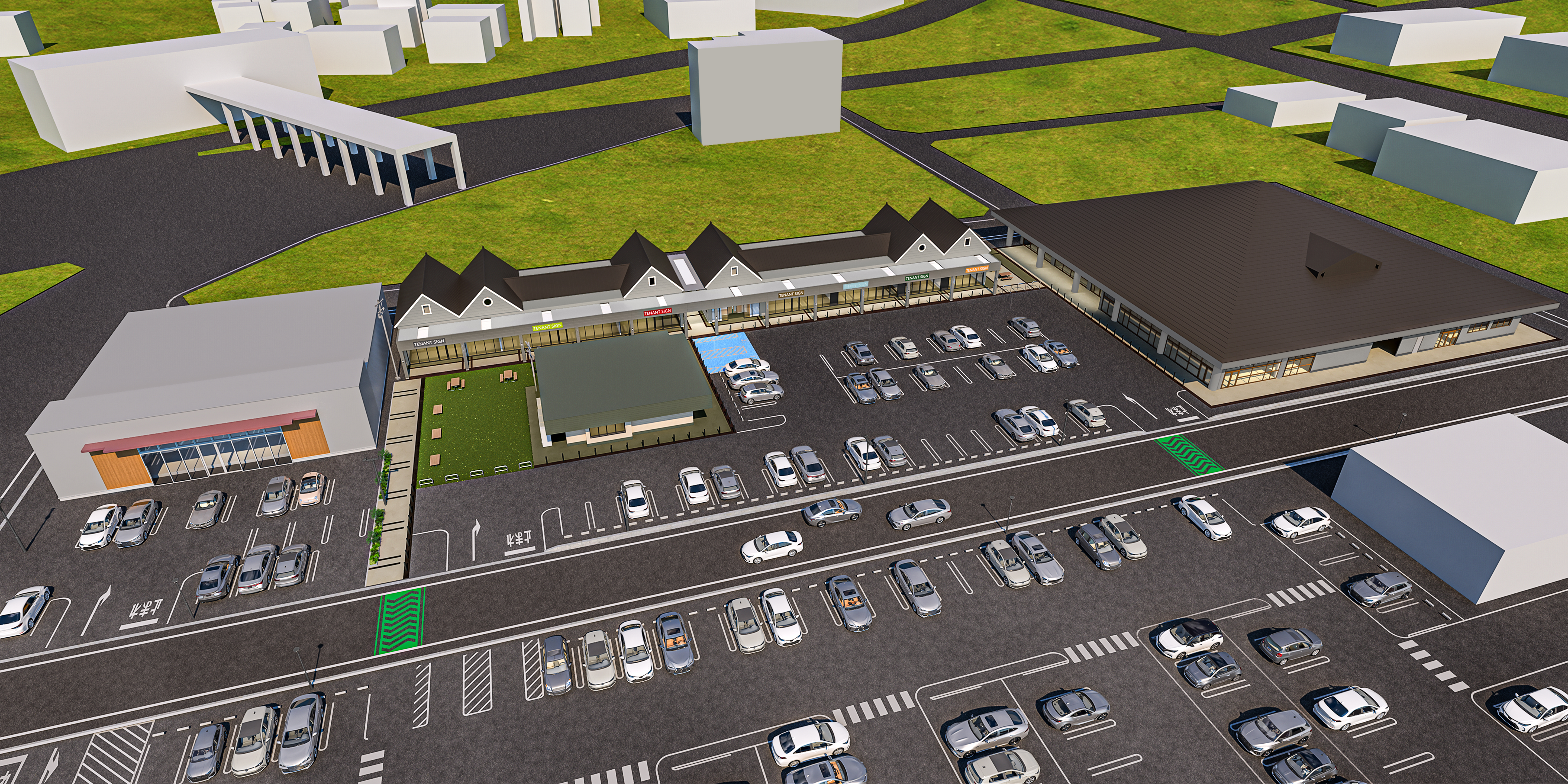Retail center aerial view